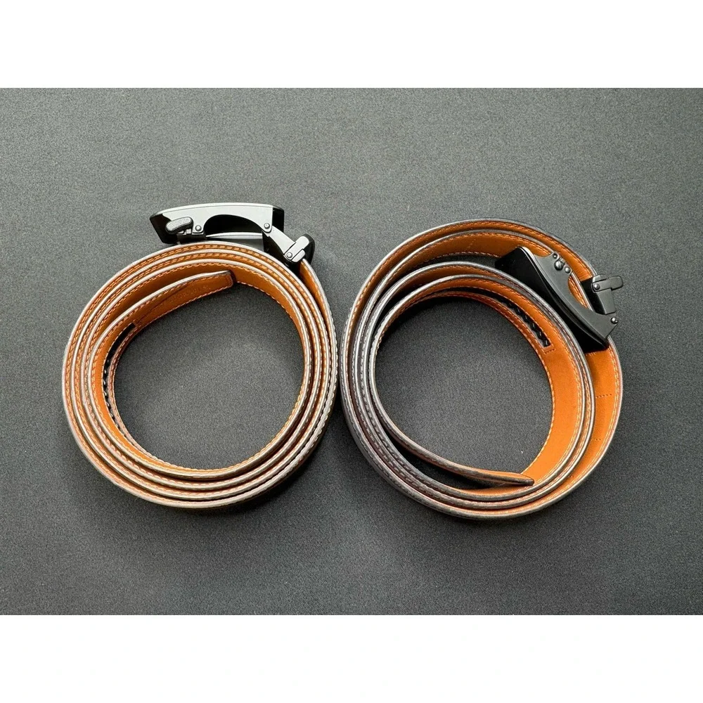 Kemisant Adjustable Rachet Belt Trim To Size Up To 52 Lot Of 2 Belts Gray Brown